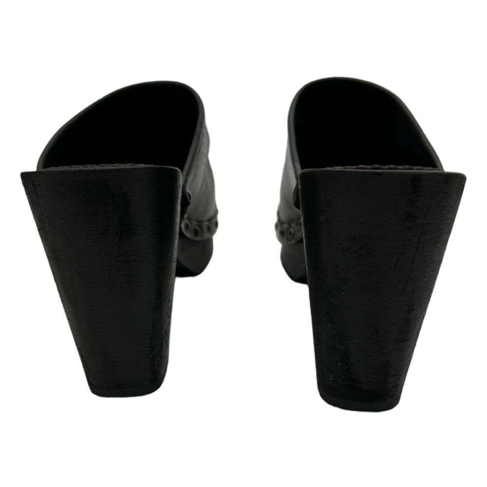 TWO T 2432 Black Leather Studded Clog Heels Size 8M Made in Brazil - Picture 3 of 10